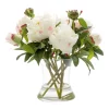 Hot Sale 🛒 Florabelle Peony In Water In Glass Vase In White 😉
