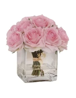 New β Vicky Yao Real Touch Luxury Faux Baby Pink Rose Arrangement With Fake Water π