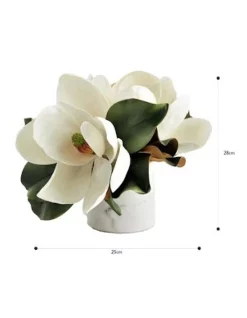 Coupon 🔥 Vicky Yao Luxury Artificial White Magnolia Arrangement In Nature Marble Pot 👍
