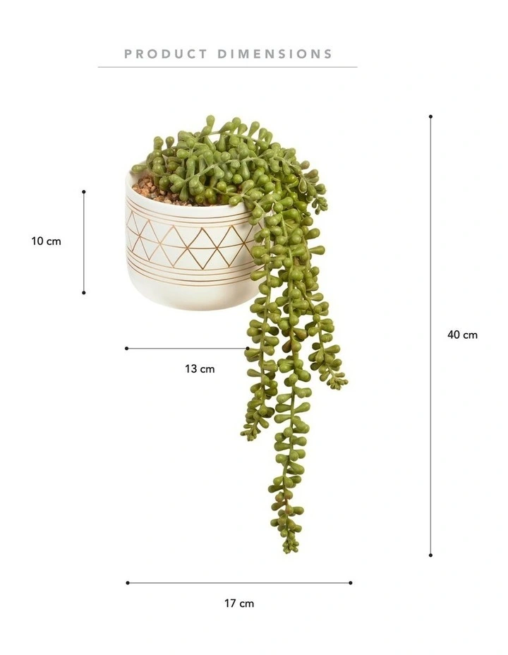 Promo π Cooper & Co Artificial Potted String Of Pearls Plant In Ceramic Pot 40cm In White/Green π - Image 3