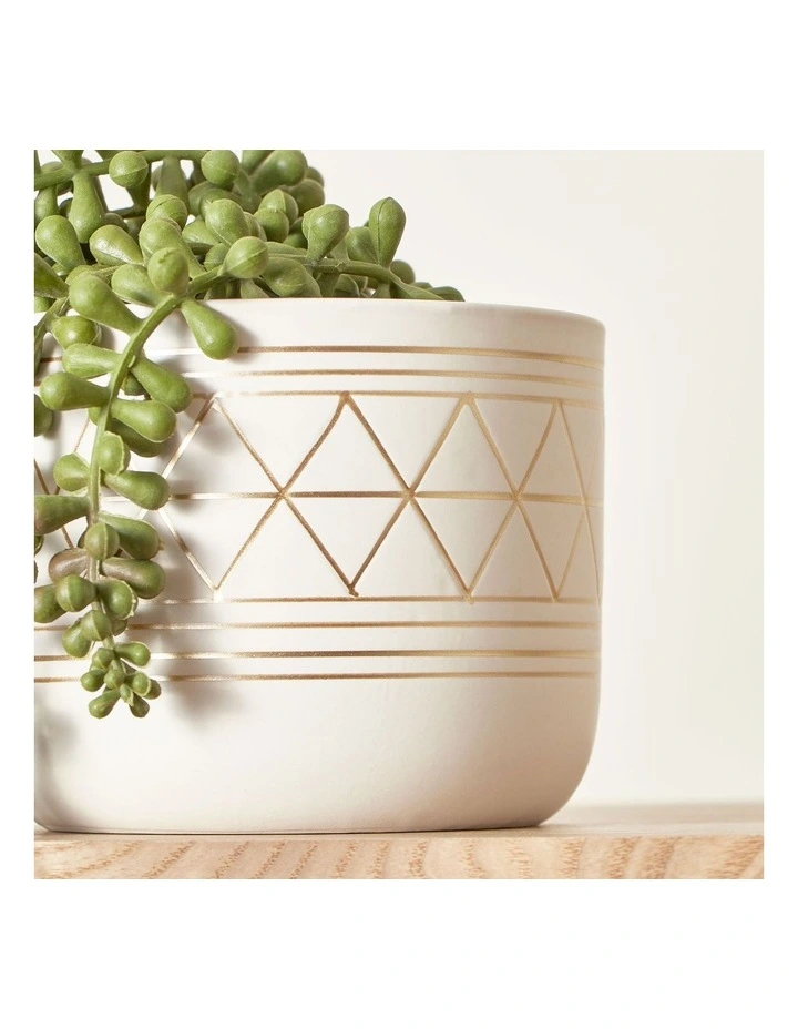 Promo π Cooper & Co Artificial Potted String Of Pearls Plant In Ceramic Pot 40cm In White/Green π - Image 4