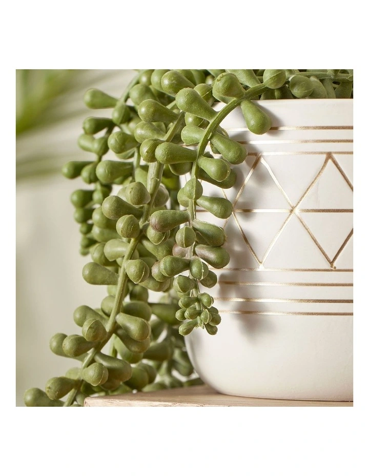 Promo π Cooper & Co Artificial Potted String Of Pearls Plant In Ceramic Pot 40cm In White/Green π - Image 5