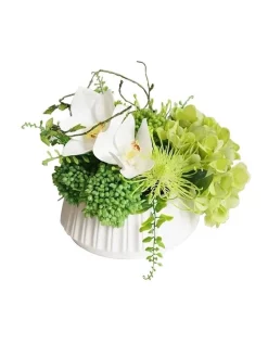 Wholesale 🛒 Vicky Yao Fresh Green Real Touch Flowers Arrangement Is White Ceramic Pot ✔️
