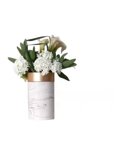 Outlet 🥰 Vicky Yao Artificial White Floral Arrangement In A Tall Marbling White Pot ❤️