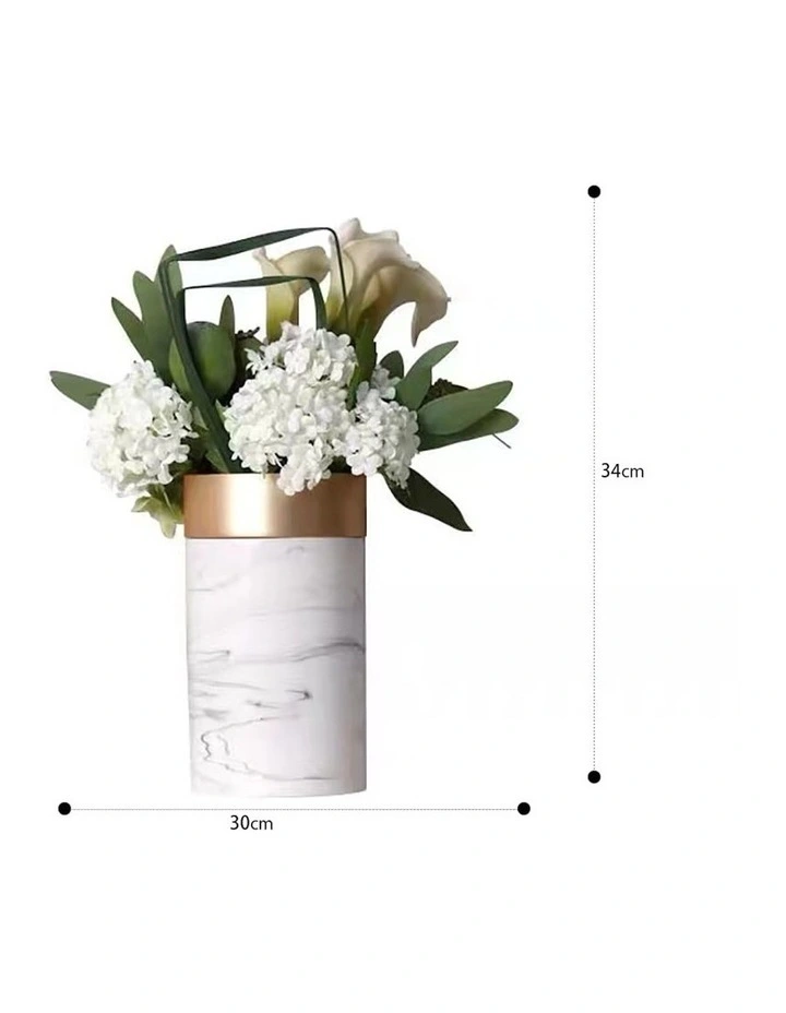 Outlet π₯° Vicky Yao Artificial White Floral Arrangement In A Tall Marbling White Pot β€οΈ - Image 2
