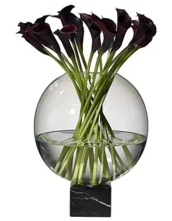 Hot Sale π Vicky Yao Artificial Dark Purple Calla Lily Arrangement With Fake Water π