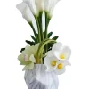 Buy ???? Vicky Yao Artificial White Calla Lily Floral Arrangement In Marble Look Vase ????