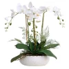Outlet ???? Vicky Yao Real Touch PEVA 3 Stems White Phalaenopsis Arrangement In White Pot ✨
