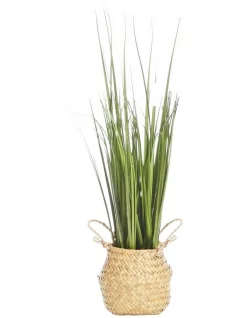Cheap 🎉 Cooper & Co Artificial Onion Grass In Woven Basket In Green/Brown 👍