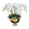 Deals 🔥 Vicky Yao Exclusive Design Luxury Artificial Orchid Flower Arrangement In Large Triangle Ball Vase 🔥