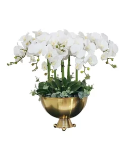 Deals π₯ Vicky Yao Exclusive Design Luxury Artificial Orchid Flower Arrangement In Large Triangle Ball Vase π₯
