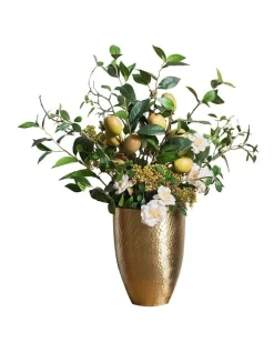 Best Pirce 🌟 Vicky Yao Natural Look Lemon & Flower In Hand Made Indian Vase ⭐