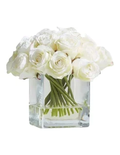 Outlet 🎉 Vicky Yao Real Touch Faux Silk White Rose Arrangement 🎉