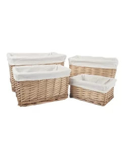 Cheap β¨ Living Today Wicker Storage Baskets With Liner Set 4 Piece π