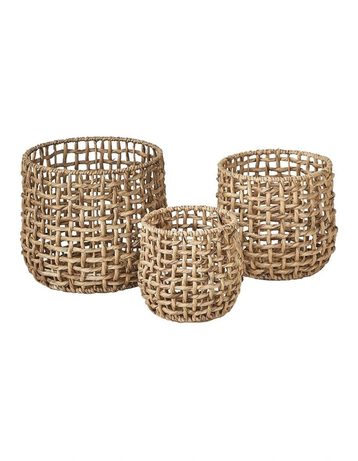 Deals β€οΈ Cooper & Co Open Weave Water Hyacinth Baskets Set Of 3 In Brown π