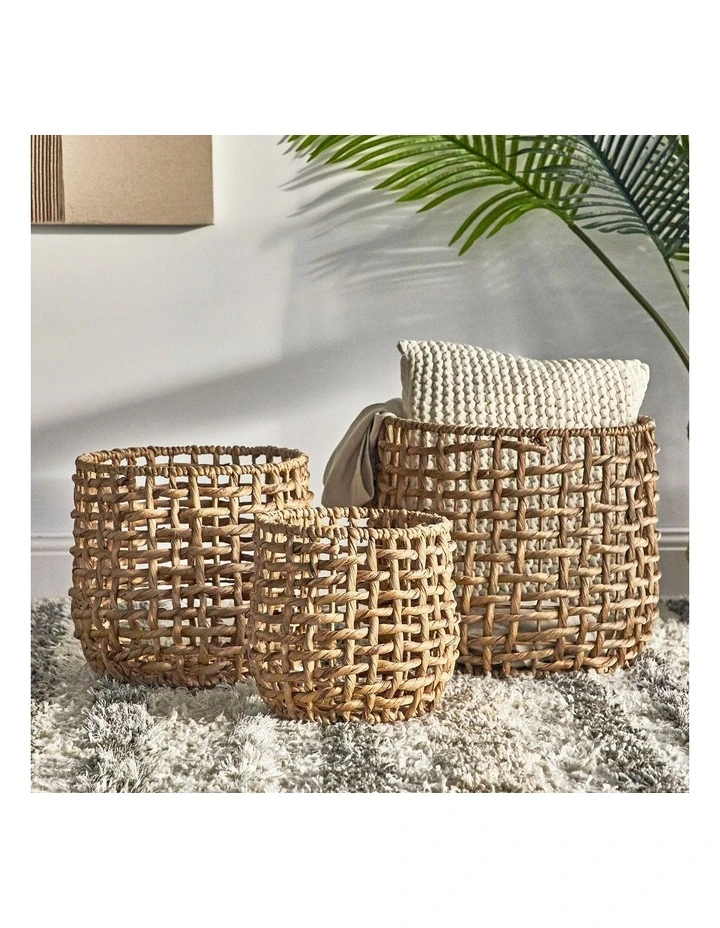 Deals β€οΈ Cooper & Co Open Weave Water Hyacinth Baskets Set Of 3 In Brown π - Image 2
