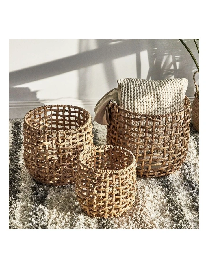 Deals β€οΈ Cooper & Co Open Weave Water Hyacinth Baskets Set Of 3 In Brown π - Image 5