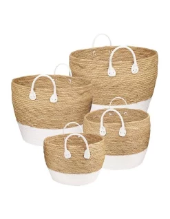 Cheap 😍 Living Today Cotton Rope Stripe Carry Handles Storage Baskets 4 Piece 🎁