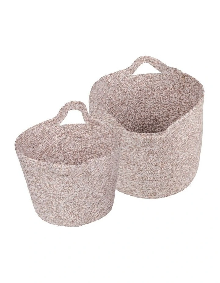Best Pirce π Living Today Cotton Rope String Carry Handles Storage Baskets 2 Piece In Taupe β