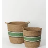 Outlet ✔️ Australian House & Garden Tarrabool Set Of 2 Baskets With Green Band 45 &37cm In Natural/Green 🤩