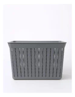 Hot Sale 🧨 Store Rattan Look Medium Basket 36x30x22cm In Grey ⭐
