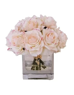 Best deal 🎁 Vicky Yao Real Touch Luxury Faux Champagne Pink Rose Arrangement With Fake Water 🧨